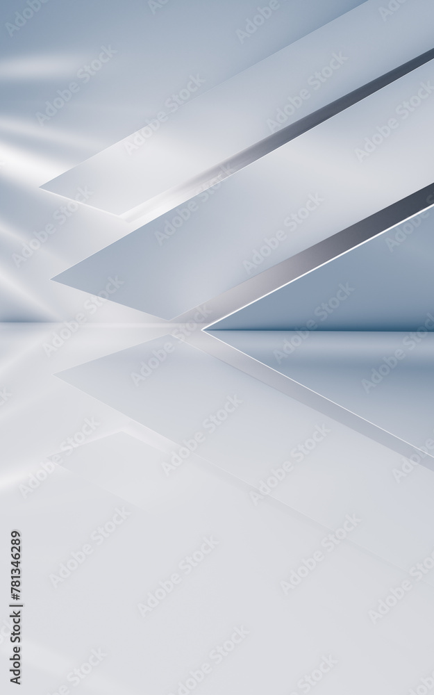 Poster empty building structure with geometric structure, 3d rendering.