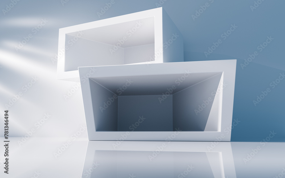 Poster empty building structure with geometric structure, 3d rendering.