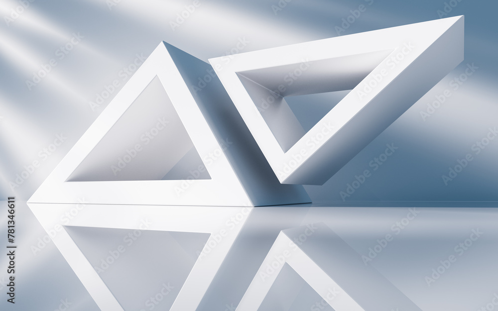 Poster empty building structure with geometric structure, 3d rendering.