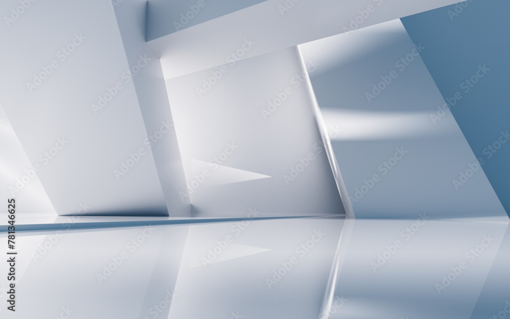 Poster empty building structure with geometric structure, 3d rendering.