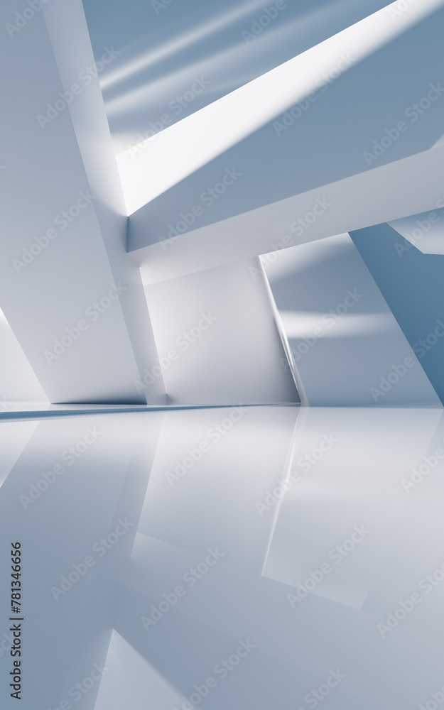Poster empty building structure with geometric structure, 3d rendering.