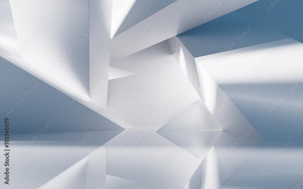 Poster empty building structure with geometric structure, 3d rendering.
