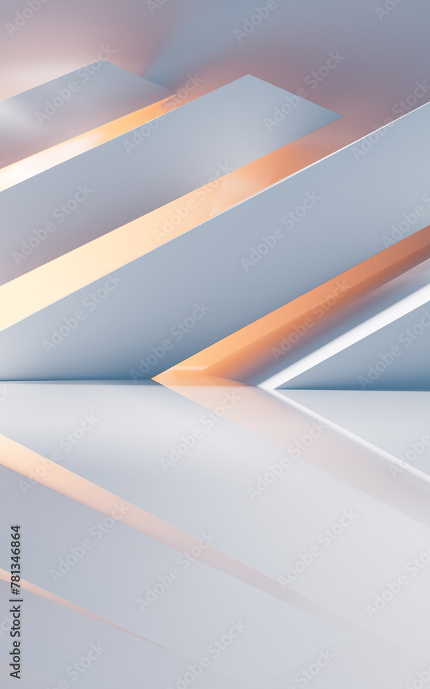 Poster empty building structure with geometric structure, 3d rendering.