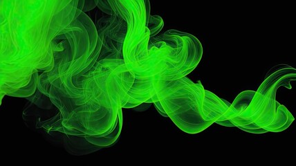 Obraz premium Bright green smoke on a black background.