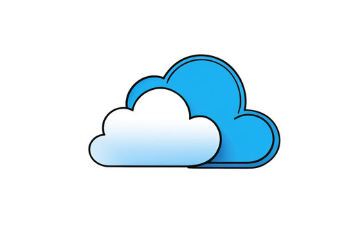 Minimalist Doodle of a Blue Cloud, Cut Out and Isolated on a Transparent Background PNG