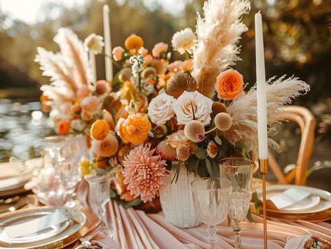 warms colors Wedding details , modern backdrop for wedding