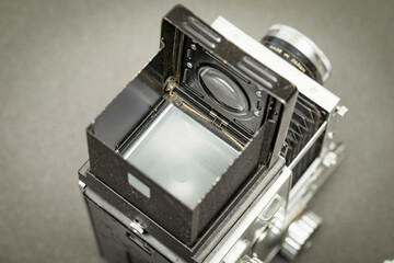 Old analagus camera with matrix. Medium format.