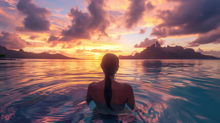 Paradise luxury resort honeymoon getaway destination at idyllic Caribbean tropical landscape hotel,...