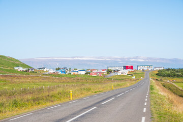 Fototapeta premium View over town of Bolungarvik in west of Iceland
