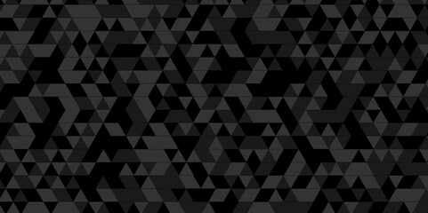 Vector geometric seamless technology gray and black triangle background. Abstract digital grid light pattern dark black and gray Polygon Mosaic triangle Background, business and corporate background. - obrazy, fototapety, plakaty