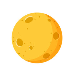 Yellow full moon cartoon flat illustration
