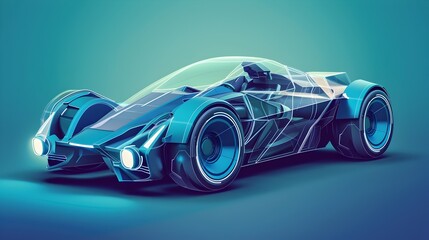 Transparent and Efficient Futuristic Electric Vehicle Concept Art