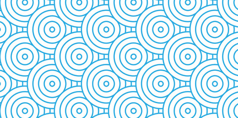 Fototapeta premium Overlapping Pattern Minimal diamond geometric waves spiral transparent and abstract circle wave line. blue seamless tile stripe geometric create retro square line backdrop pattern background.