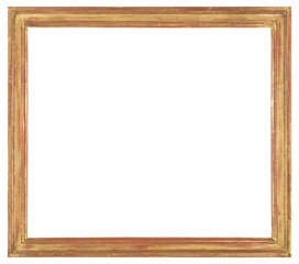 Old shabby wooden picture frame. In PNG format on a transparent background.