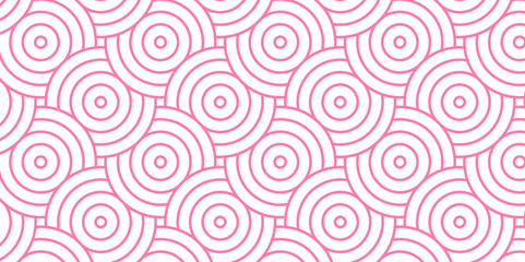 Fototapeta premium Overlapping Pattern Minimal diamond geometric waves spiral transparent and abstract circle wave line. pink seamless tile stripe geometric create retro square line backdrop pattern background.
