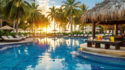 Vacation luxury resort swimming pool summer tropical relax	