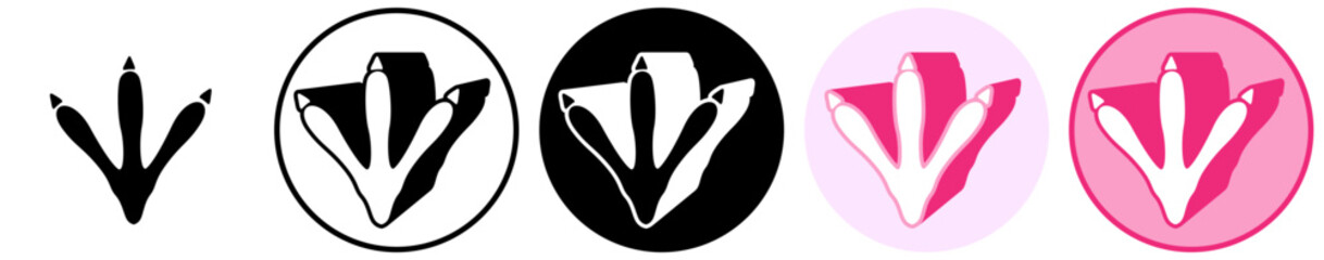 Set trendy chicken footprints icon. paw print symbol pictogram vector illustration
