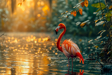 Flamingo standing in pond - 781355874