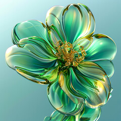 Green and gold flower abstract - 781356085