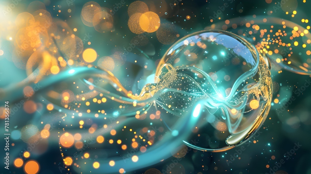 Aufkleber the fluid harmony of a digital sphere - a vibrant 3d render symbolizing ethereal flow and luminous e