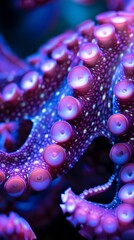 Mechanical octopus, tentacles in motion, closeup, skin pulsing with soft bioluminescent lights, underwater scene, mesmerizing