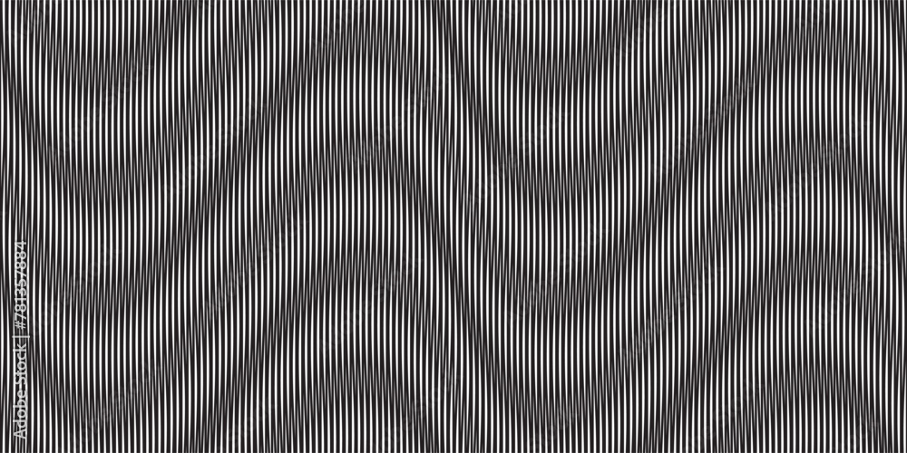 Aufkleber optical effect of surreal psychedelic texture. moire seamless pattern with grunge waves. black and w