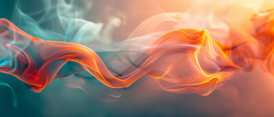 A colorful, abstract painting of smoke and fire - obrazy, fototapety, plakaty