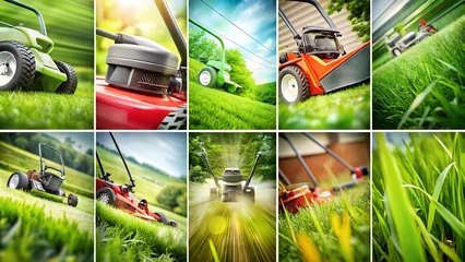 Fotobehang grass lawn mower elevate your gardening landscaping © Vivianalens