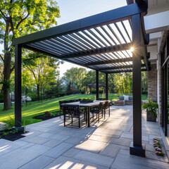 Pergola provides shade and place to relax on the patio