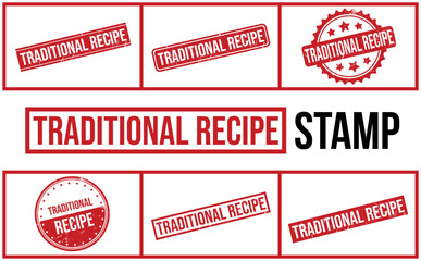 Traditional Recipe Rubber Stamp Set Vector