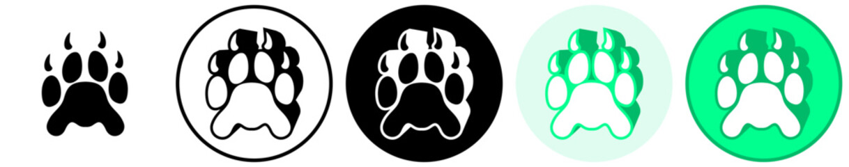 Fototapeta premium Set trendy meerkat footprints icon. paw print symbol pictogram vector illustration