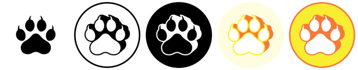 Set trendy lion footprints icon. paw print symbol pictogram vector illustration © Javanism