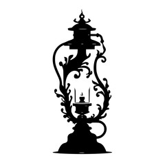 Fototapeta premium lamp, lantern, isolated, light, old, antique, metal, chess, glass, white, object, vintage, oil, retro, kerosene, black, ancient, candle, king, samovar, equipment, tea, decoration, culture, fire, tradi