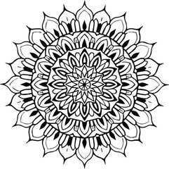 Vector black and white mandala simple customized unique line art elegant design