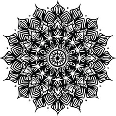 Vector black and white mandala simple customized unique line art elegant design