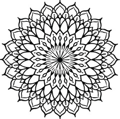 Vector black and white mandala simple customized unique line art elegant design