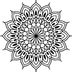 Vector black and white mandala simple customized unique line art elegant design