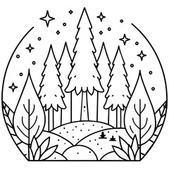 illustration of a forestenchanting-maple tree silhouette - Vector - Vector art - Vector illustration - Vector design