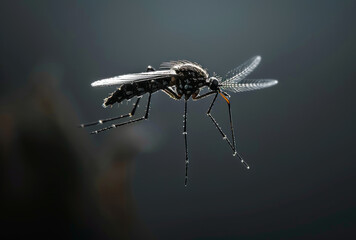 Mosquito is shown in the image. A close up of a mosquito - obrazy, fototapety, plakaty