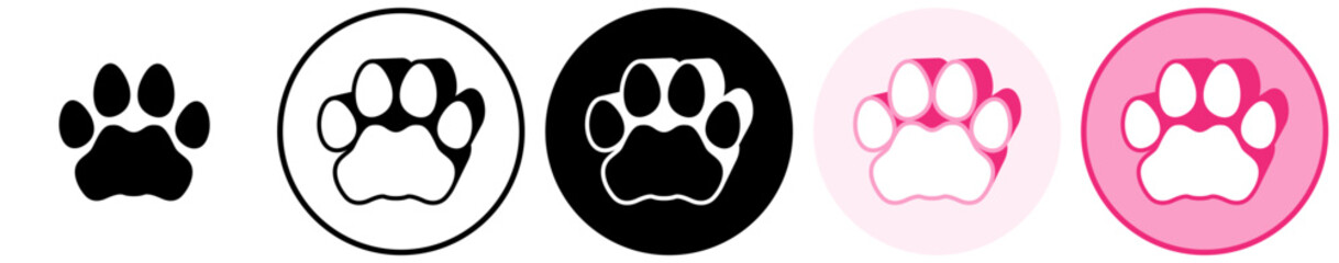 Set trendy leopard footprints icon. paw print symbol pictogram vector illustration