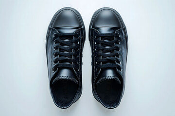 Top view and close up: Black sneakers isolated on white background. generative ai