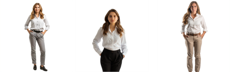 relaxed business woman standing with hands in her pockets