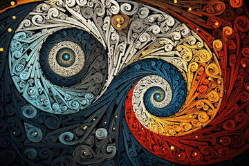 A vibrant swirl of colors on a black backdrop. Abstract dynamic pattern