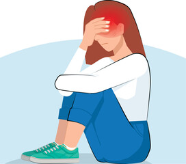 This image depicts the debilitating reality of chronic migraine, a condition characterized by frequent and intense headache episodes that can significantly impair daily functioning