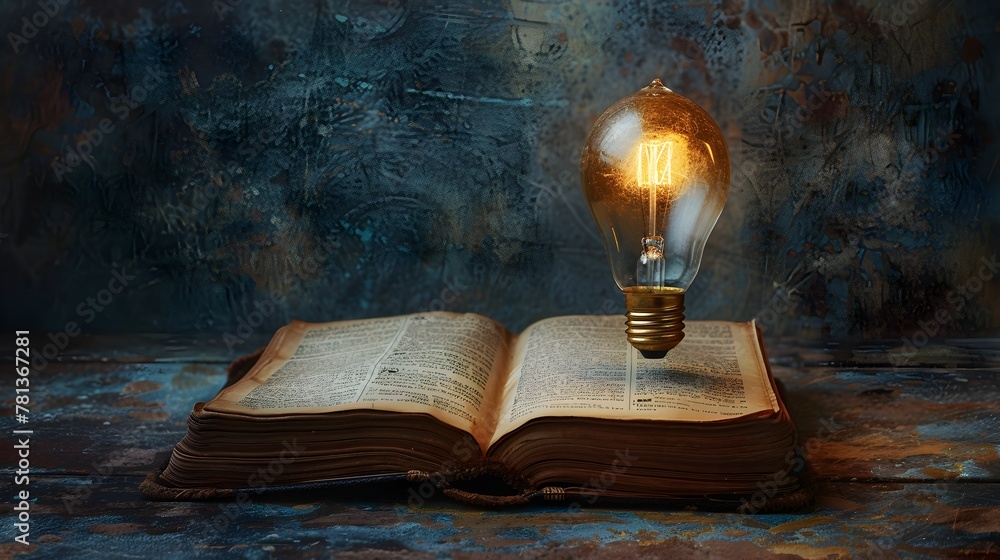 Aufkleber the spark of enlightenment an illuminated tome floating in the dark igniting the pursuit of knowledg