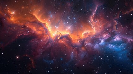 Nebulous formations resembling celestial brushstrokes, painting the universe with vibrant hues. - obrazy, fototapety, plakaty