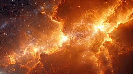 The birth of stars in clouds of gas and dust, igniting the darkness with their fiery brilliance.