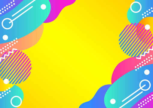 Colorful frame background with fluid shapes and geometric patterns (size ratio 3:4)