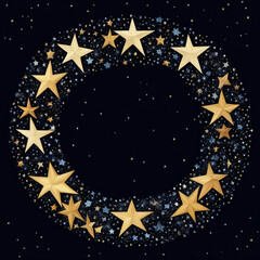 the starry sky. round frame. illustration. artificial intelligence generator, AI, neural network image. background for the design.