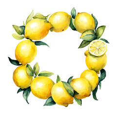 lemons, ripe, juicy, sour fruit. round frame. illustration. artificial intelligence generator, AI, neural network image. background for the design.